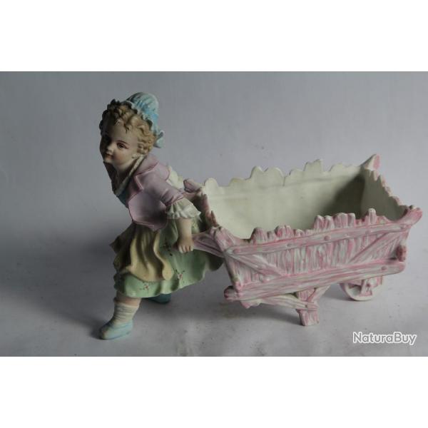 Jardinire porcelaine biscuit Petite fille Sitzendorf Allemagne