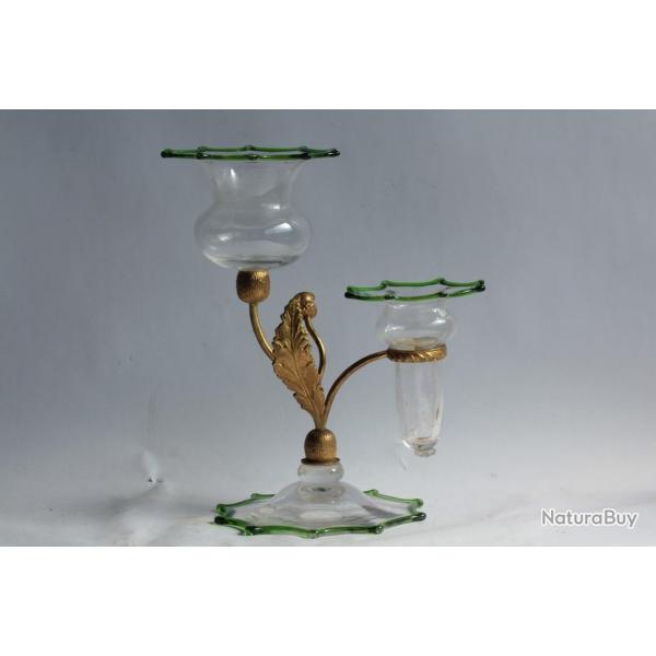 Centre de table verre souffl Chardons Napolon III