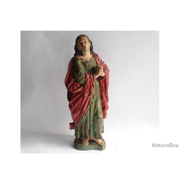 Statue Jsus Christ bois sculpt polychrome