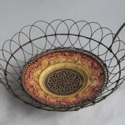Corbeille à fruits fils de fer céramique Vignes