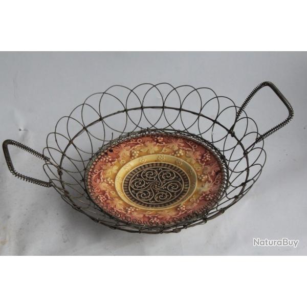 Corbeille  fruits fils de fer cramique Vignes