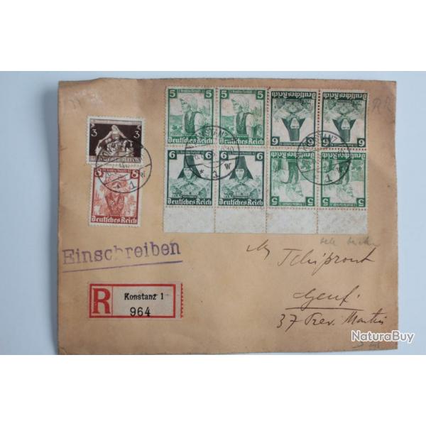 Enveloppe recommand Allemagne blocs invers 1936