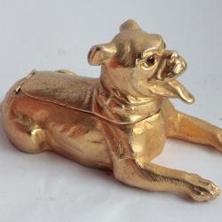 Cendrier métal doré chien Boxer Mika Italie