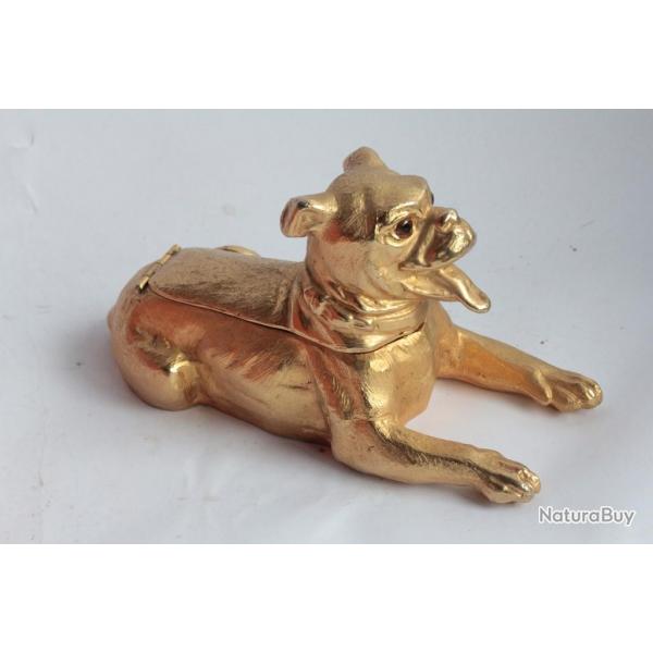 Cendrier mtal dor chien Boxer Mika Italie