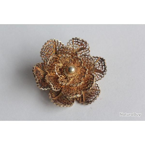 Broche argent vermeil filigrane Fleur