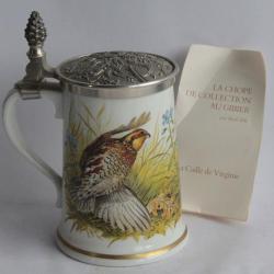 Chope porcelaine Caille Gibier Basil Ede Haviland Limoges