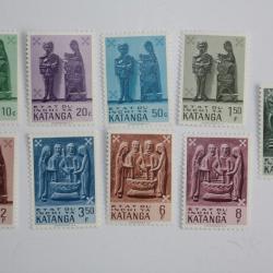 Timbres Etat du Inchi ya Katanga série 9 timbres 1961 neufs