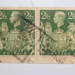 Timbres Grande-Bretagne paire George VI 1939 obl