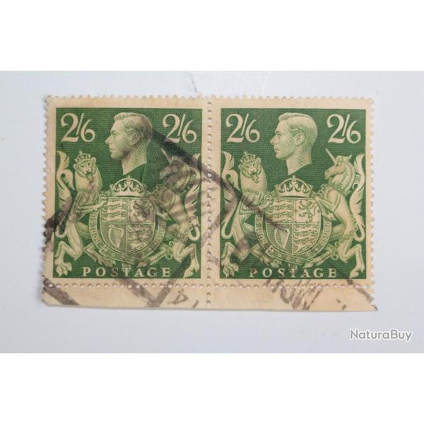 Timbres Grande-Bretagne paire George VI 1939 obl