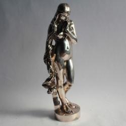 Bronze argenté ALEXANDRE FALGUIÈRE La Cigale Femme nue Guitare