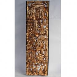 Panneau bois sculpté et doré Chine XIXe siècle