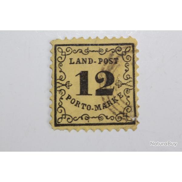 Timbres Taxe Allemagne Bade noir sur jaune 12k 1862 oblitr