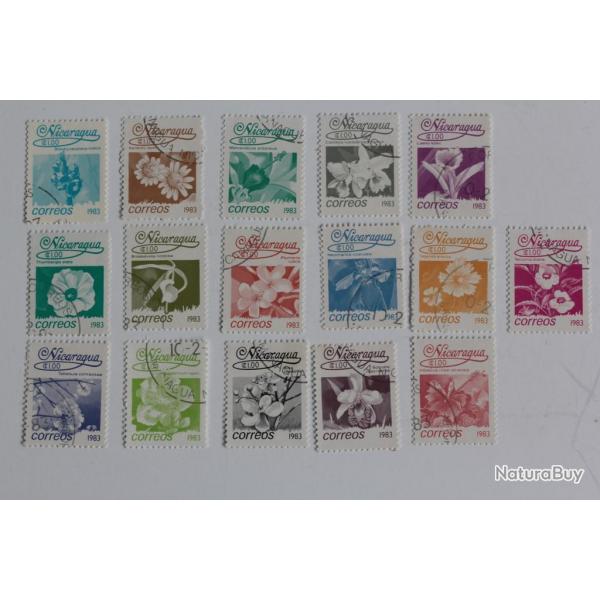 Timbres Nicaragua srie fleur 1983 obl