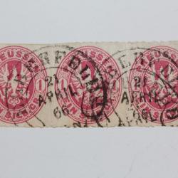 Timbres Allemagne Prusse Imp en relief bande 1 s rose 1861-65