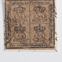 Timbres Allemagne Brunswick 4/4 g noir sur brun 1857
