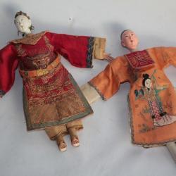 Anciennes Marionnettes théâtre Chine Poupées
