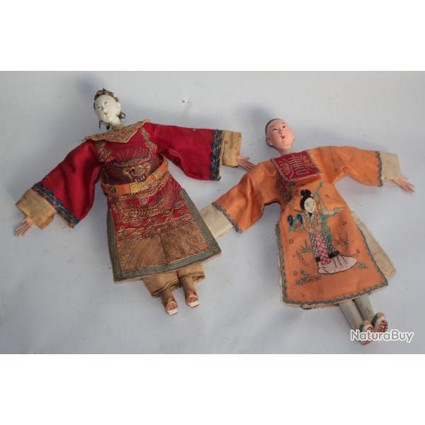 Anciennes Marionnettes thtre Chine Poupes