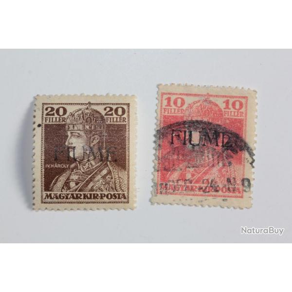 Timbres Hongrie surcharge Fiume Italie 1916-1917