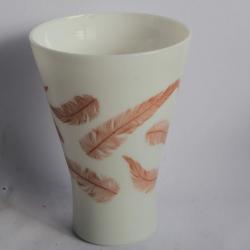 Vase opaline émaillée Plumes Vallerysthal Portieux