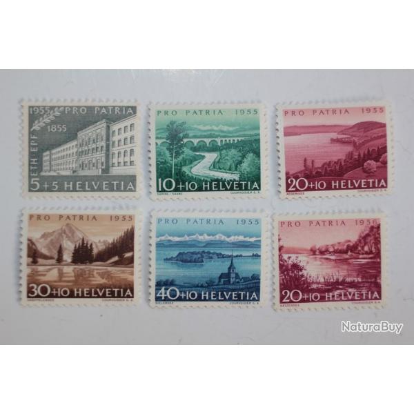 Srie Timbres Suisse Pro Patria Polytech et lacs 1955 neufs