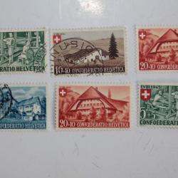 Série Timbres Suisse Pro Patria  métiers et maisons suisses 1945 obl
