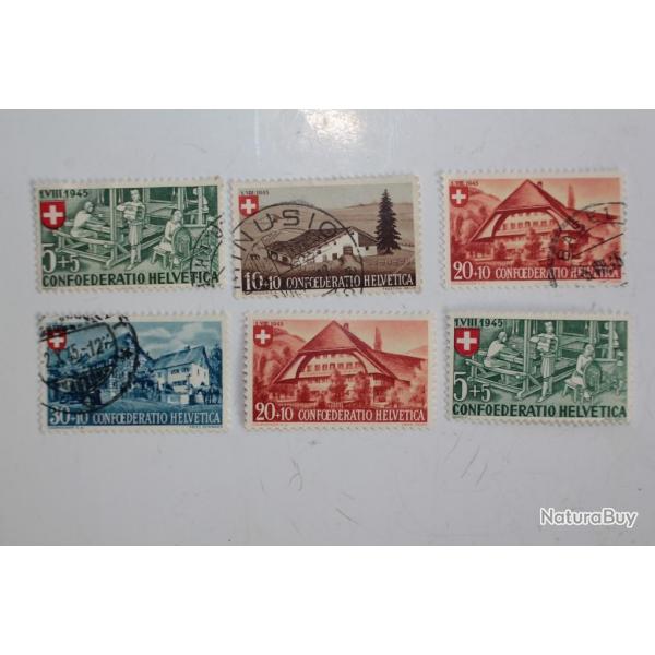 Srie Timbres Suisse Pro Patria  mtiers et maisons suisses 1945 obl