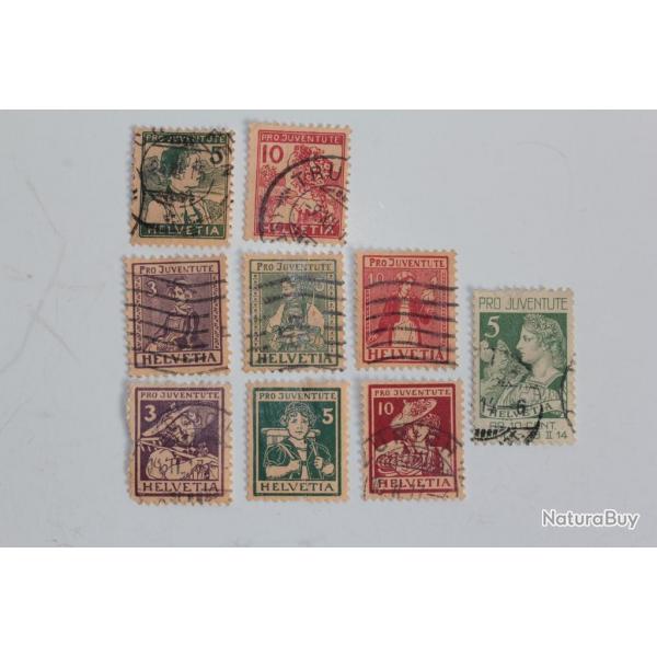 Ensemble Timbres Suisse Pro juventute Hlvtie et Costume 1913-1917 obl