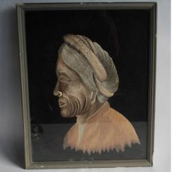 Broderie soie Portrait Indochine