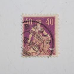 Timbres Suisse Helvétie à l'épée 40cts type1 obl 1908-1940