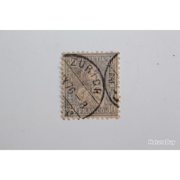 Timbres Suisse Helvtie assise 30 Franco bleu 1862