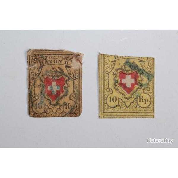 Timbres Suisse 1er octobre Rayon II  croix non encadre 1850