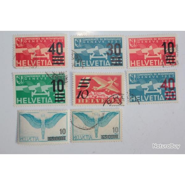 Timbres Suisse poste arienne surcharg 1935-1938