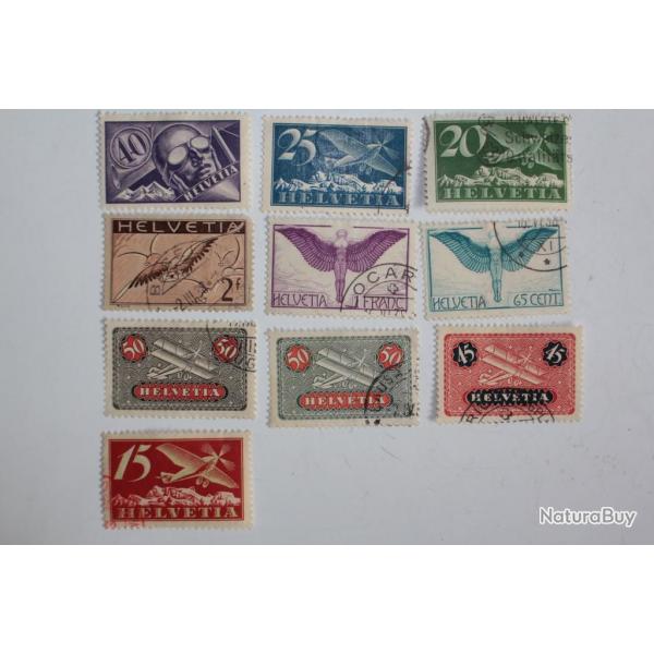Timbres Suisse poste arienne reprsentation symbolique 1923-1940 obl