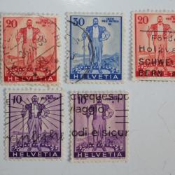 Timbres Suisse spéciaux Pro Patria 1936 oblitéré