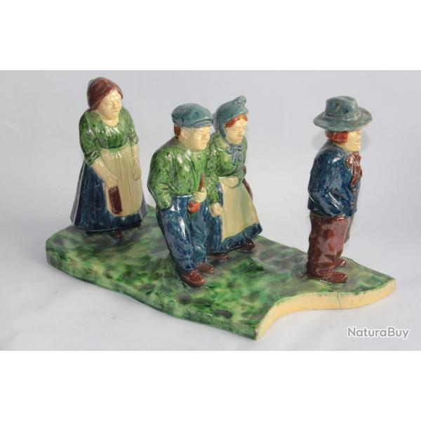 Alfons NOSEDA Groupe personnages terre cuite vernisse Belgique