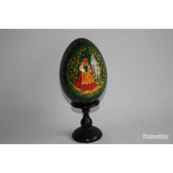 OEuf en bois laqu Russe Conte Chaperon rouge Loup