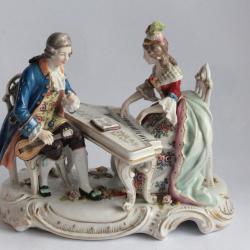 LUDWIGSBURG Couple de musiciens porcelaine allemande XVIIIe siècle