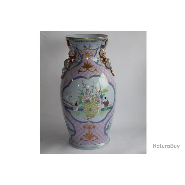 Grand vase porcelaine HEREND Hungary Dauphins