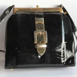 Sac à main Jean-Claude JITROIS cuir vernis noir vintage
