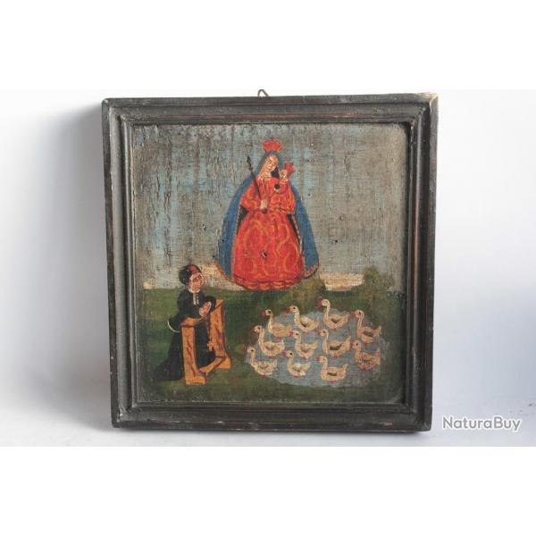 Icne Vierge  l'enfant St Franois Allemagne XIXe sicle Votivbild