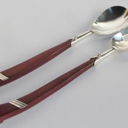 Couverts à salade argent et bois Mexique Design