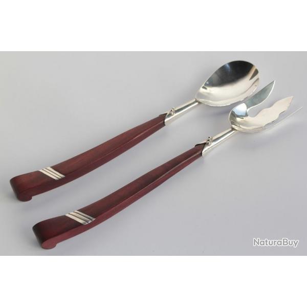 Couverts  salade argent et bois Mexique Design