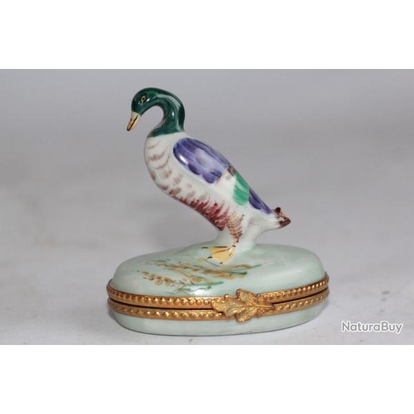 LIMOGES Boite porcelaine Canard Colvert