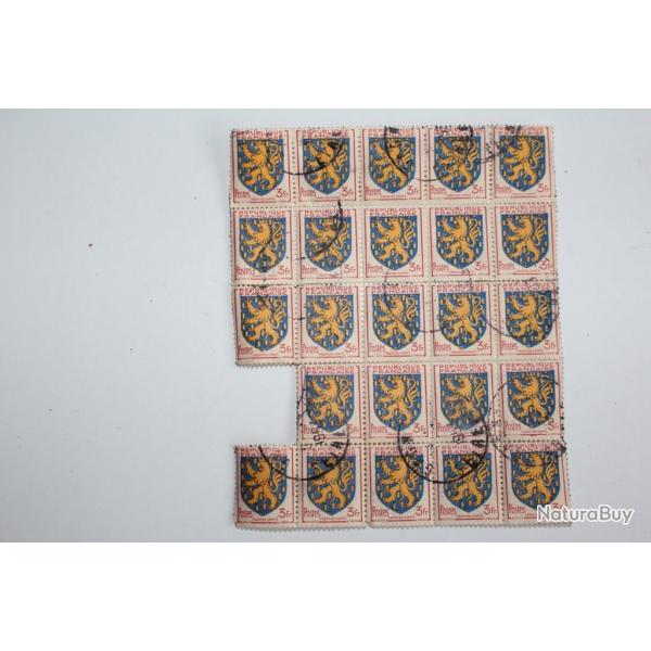 Timbres France quart de planche blason n903 1951 oblitr