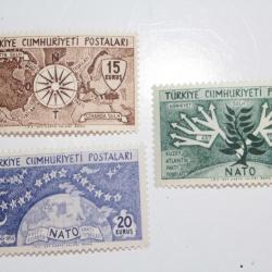 Timbres Turquie anniversaire traité atlantique nord 1954 neuf
