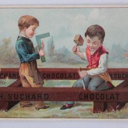 Chromo publicitaire Chocolat Ph. Suchard Menuisier Neuchâtel Suisse