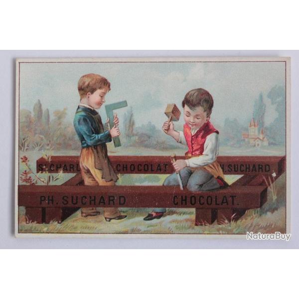 Chromo publicitaire Chocolat Ph. Suchard Menuisier Neuchtel Suisse
