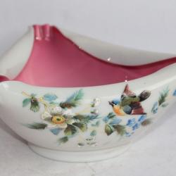 Coupe opaline double couche émaillée Fleurs et oiseaux Napoléon III