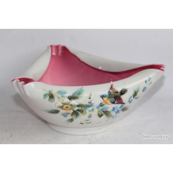 Coupe opaline double couche maille Fleurs et oiseaux Napolon III