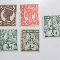 Timbres Colonie anglaise Queensland Victoria série 1907-1910